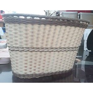 Vintage 70s Retro Brown Pink Plastic Vinyl Bicycle Handlebar Basket w/Org Straps